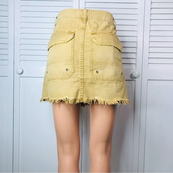FREE PEOPLE Tan Canvas Cotton Relaxed Mini Skirt Size 30