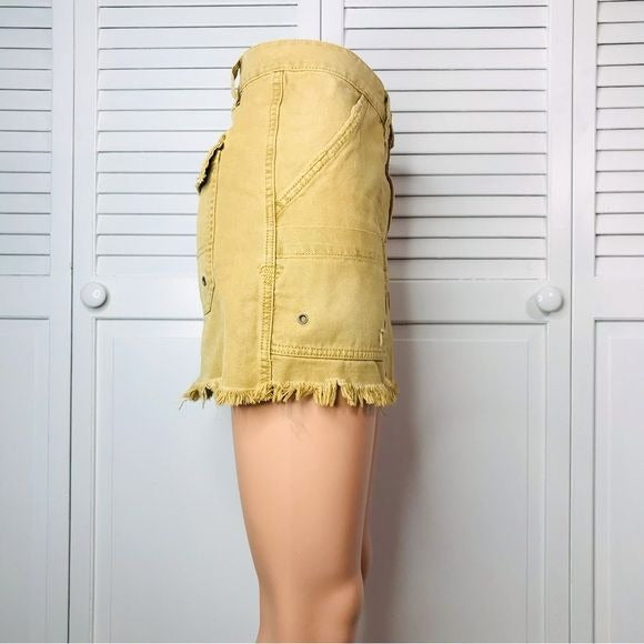 FREE PEOPLE Tan Canvas Cotton Relaxed Mini Skirt Size 30