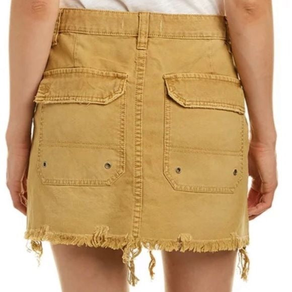 FREE PEOPLE Tan Canvas Cotton Relaxed Mini Skirt Size 30