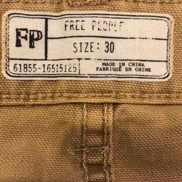 FREE PEOPLE Tan Canvas Cotton Relaxed Mini Skirt Size 30