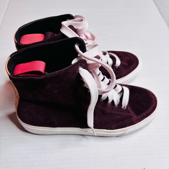 RAG & BONE Merlot High Top Suede Sneakers Size 8