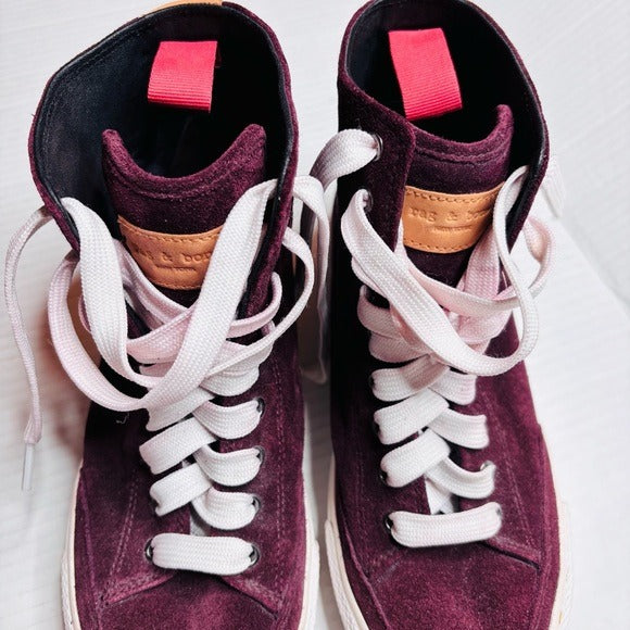 RAG & BONE Merlot High Top Suede Sneakers Size 8