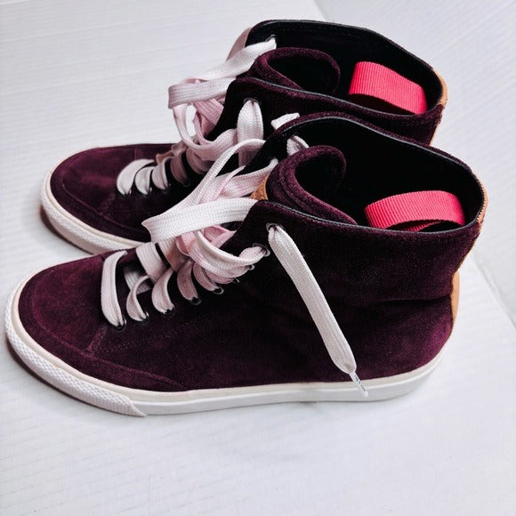 RAG & BONE Merlot High Top Suede Sneakers Size 8