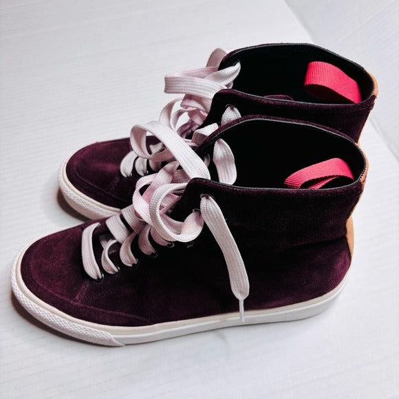 RAG & BONE Merlot High Top Suede Sneakers Size 8