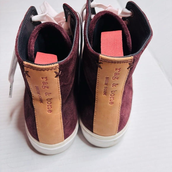 RAG & BONE Merlot High Top Suede Sneakers Size 8