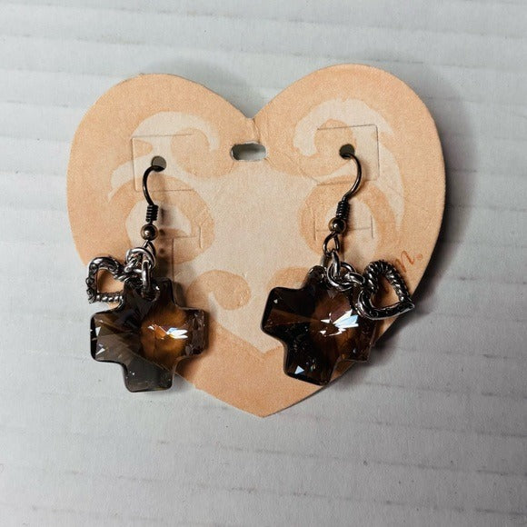 New BRIGHTON Karma Cross Vintage Gray Earrings
