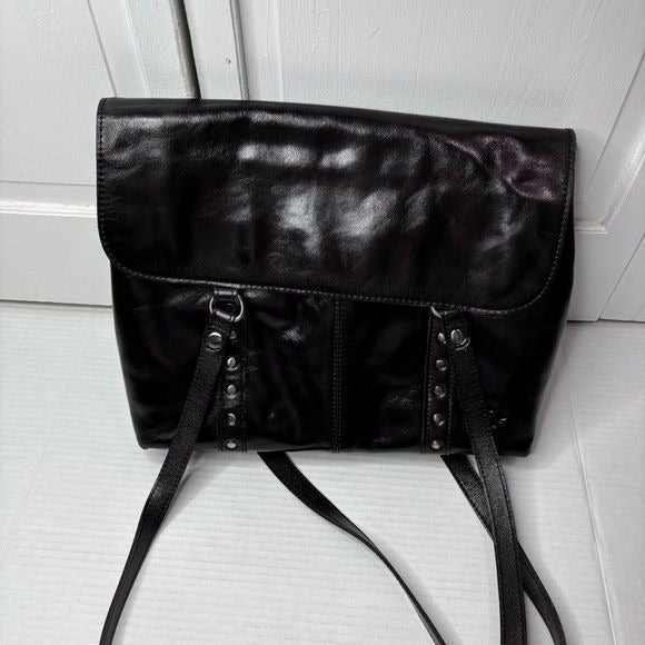 PATRICIA NASH Amersham Soft Black Oil Waxed Nappa Leather Messenger Bag