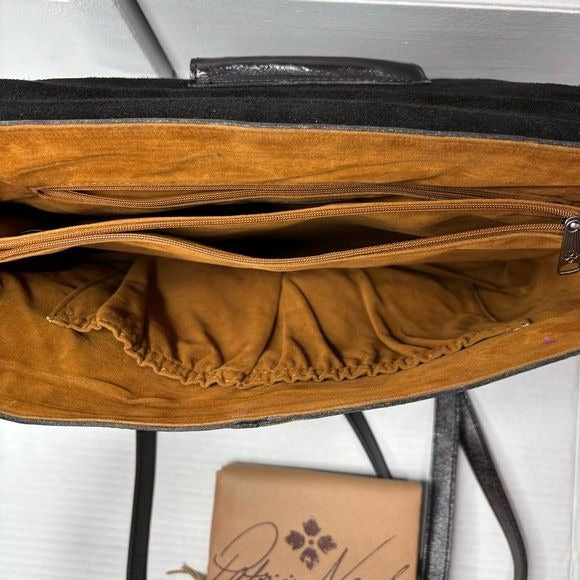 PATRICIA NASH Amersham Soft Black Oil Waxed Nappa Leather Messenger Bag