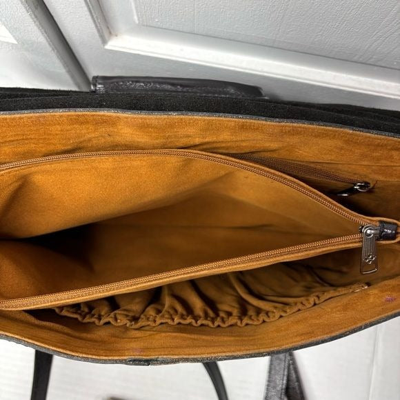 PATRICIA NASH Amersham Soft Black Oil Waxed Nappa Leather Messenger Bag