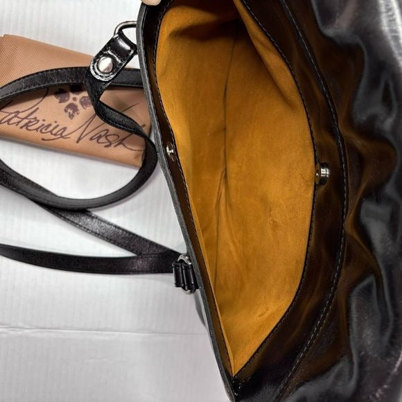 PATRICIA NASH Amersham Soft Black Oil Waxed Nappa Leather Messenger Bag