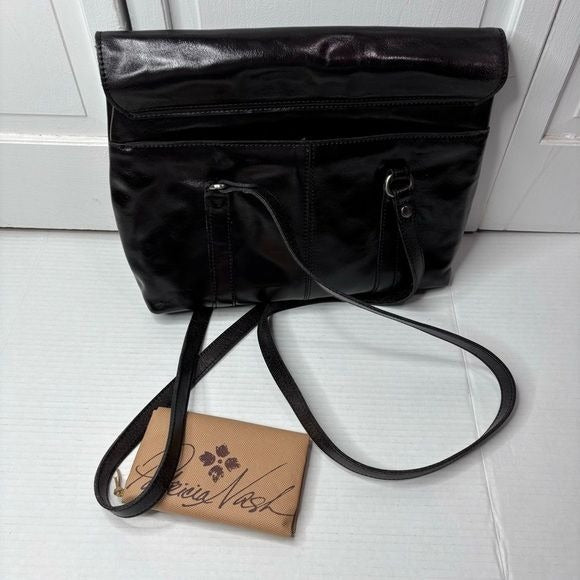 PATRICIA NASH Amersham Soft Black Oil Waxed Nappa Leather Messenger Bag
