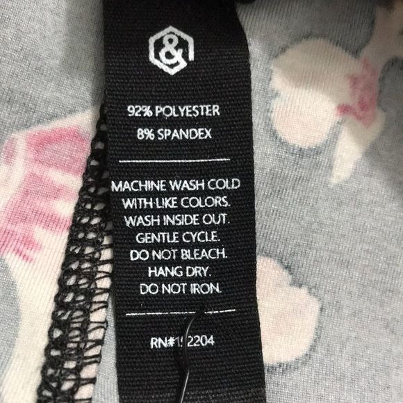 *New* AGNES & DORA Falling Iris Black Floral Leggings Size Large