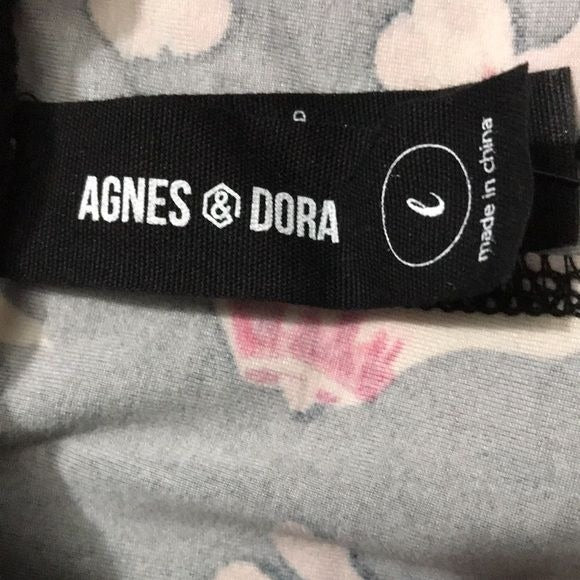 *New* AGNES & DORA Falling Iris Black Floral Leggings Size Large