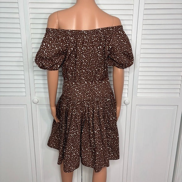 J. CREW Drop-waist Cotton Poplin Mini Dress In Mocha Floral Size 8