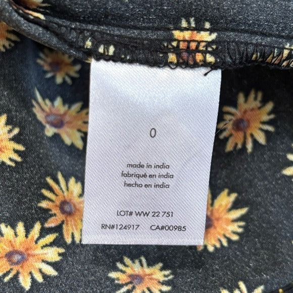 NEW WEWOREWHAT Cowl Satin Ditsy Daisies Midi Dress in Black Multi Size 0