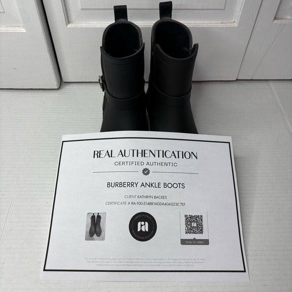 New BURBERRY Riddlestone Wrap Rain Booties Size 5