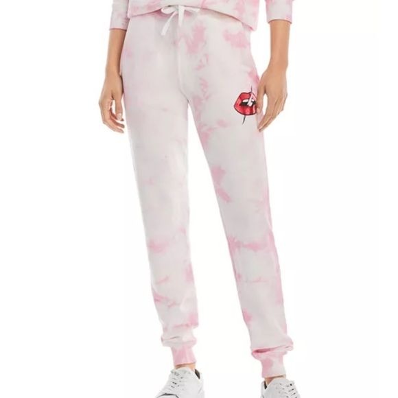 CHRLDR Lips Pink White Tie-Dye Sweatpants Size Small