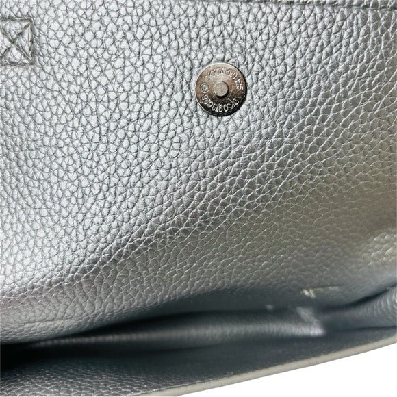 DKNY Metallic Silver Mini Flap Crossbody Bag