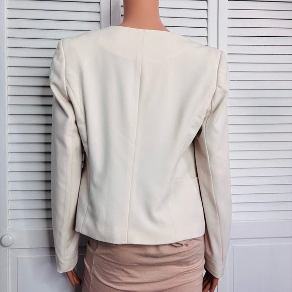SAINT TROPEZ WEST Ivory Lined Blazer Size Small