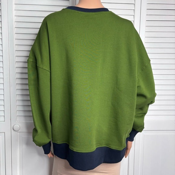 *New* WEWOREWHAT Colorblocked Crewneck Sweatshirt In Green Size Large