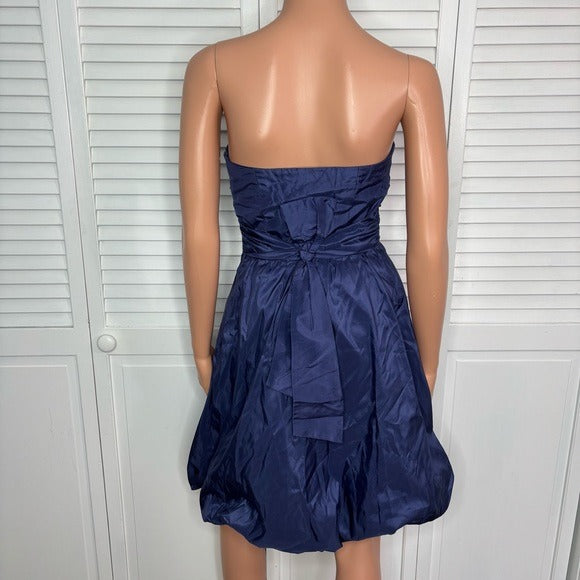 DONNA RICCO Silk Strapless Bubble Hem Formal Dress in Periwinkle Size 2