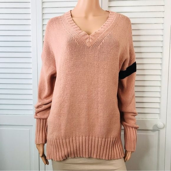 360 SWEATER Pink V-Neck Knit Pullover Sweater Size M