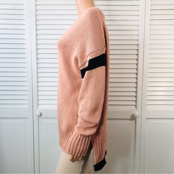 360 SWEATER Pink V-Neck Knit Pullover Sweater Size M