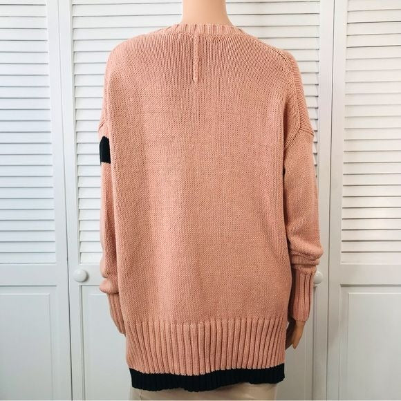 360 SWEATER Pink V-Neck Knit Pullover Sweater Size M