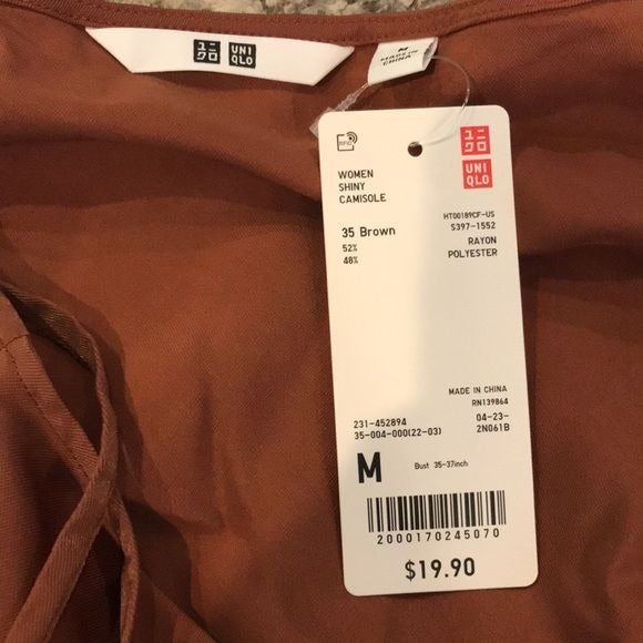 *NEW* UNIQLO Shiny Brown Camisole Size Medium