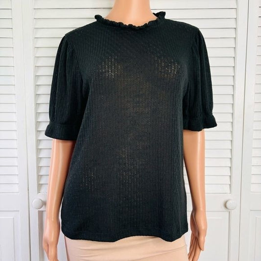 J. CREW Black Lightweight Short Sleeve Sweater Size Large