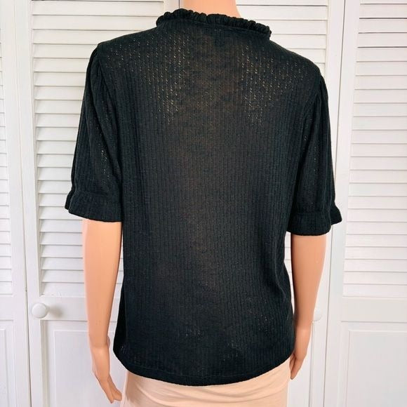 J. CREW Black Lightweight Short Sleeve Sweater Size Large