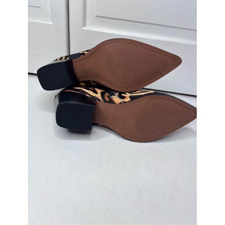 New LINEA PAOLO Sevilla II Leopard Print Calf Hair Booties Size 7.5