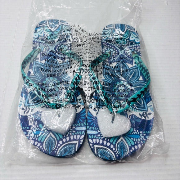 *New* VERA BRADLEY Blue Island Medallion Flip Flops Size Medium