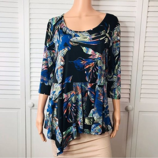 *New* KAREN KANE Rosewater Asymmetrical Peplum Top Size 1X