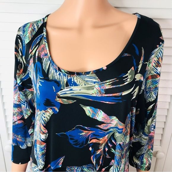 *New* KAREN KANE Rosewater Asymmetrical Peplum Top Size 1X