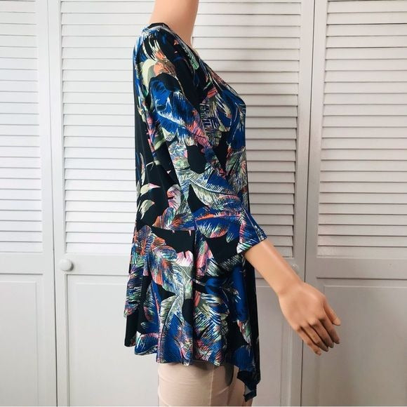 *New* KAREN KANE Rosewater Asymmetrical Peplum Top Size 1X