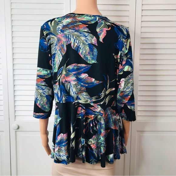 *New* KAREN KANE Rosewater Asymmetrical Peplum Top Size 1X