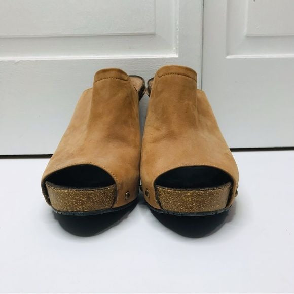 DONAL J. PLINER Ginet Studded Leather Peep Toe Mules Size 8