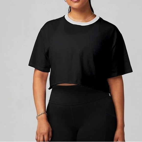 *new* FABLETICS Cotton Slub Cropped Tee Size Small
