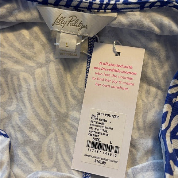 New LILLY PULITZER Bryson Sleeveless Dress in Martinique Blue Size Large
