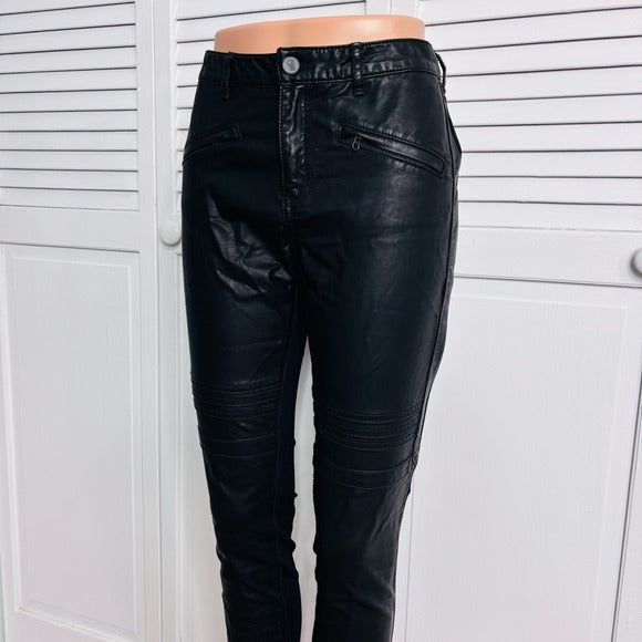 PILCRO AND THE LETTERPRESS Black Vegan Leather Moto Pants Size 29