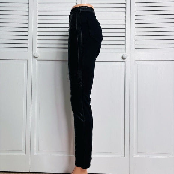 PILCRO AND THE LETTERPRESS Black Vegan Leather Moto Pants Size 29