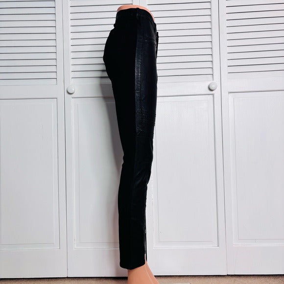 PILCRO AND THE LETTERPRESS Black Vegan Leather Moto Pants Size 29