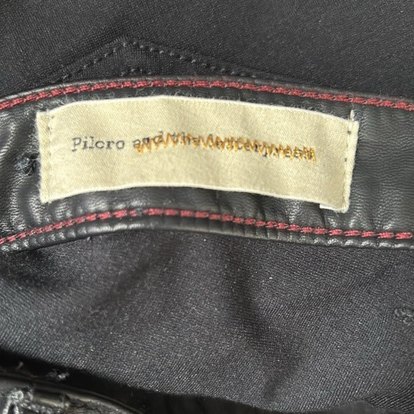 PILCRO AND THE LETTERPRESS Black Vegan Leather Moto Pants Size 29