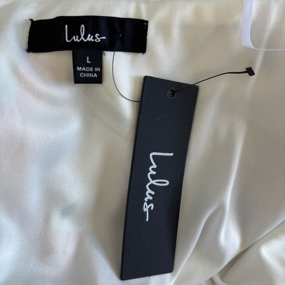 New LULUS Romantic Possibilities White Floral Print Maxi Dress Size Large
