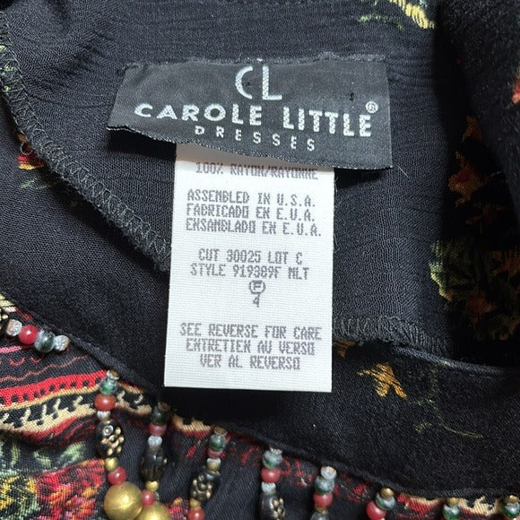 CAROLE LITTLE Vintage Long Sleeve Abstract Print Mini Dress Size 4