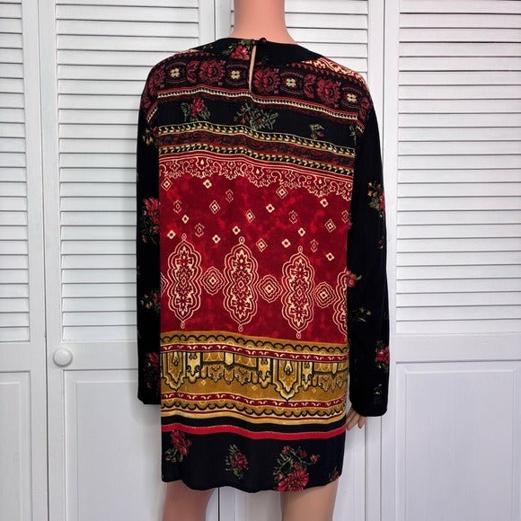 CAROLE LITTLE Vintage Long Sleeve Abstract Print Mini Dress Size 4