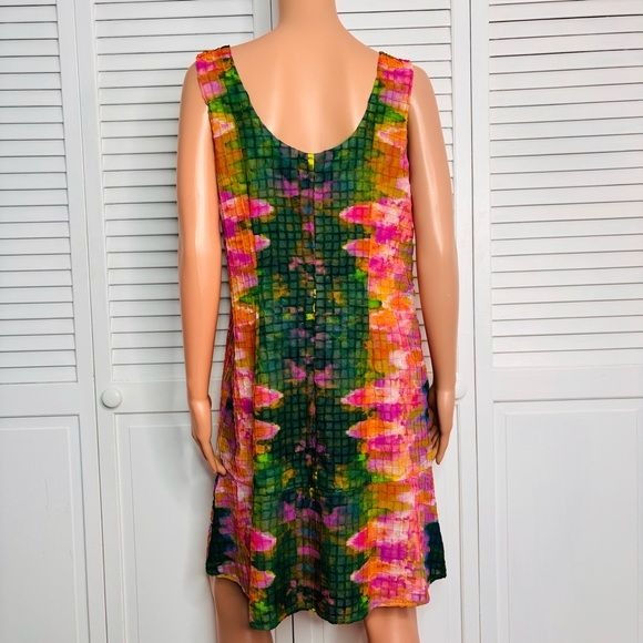 OLEG CASSINI Multicolor Watercolor Sleeveless Dress Size 12