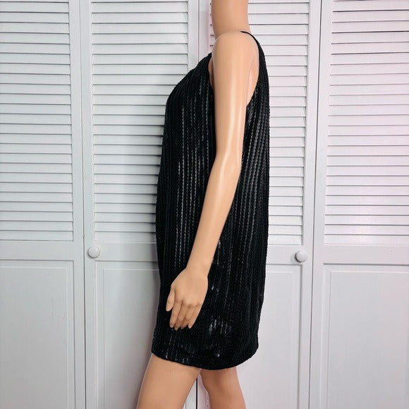 JAY GODFREY Black Faux Leather Scale Pattern Dress Size 4
