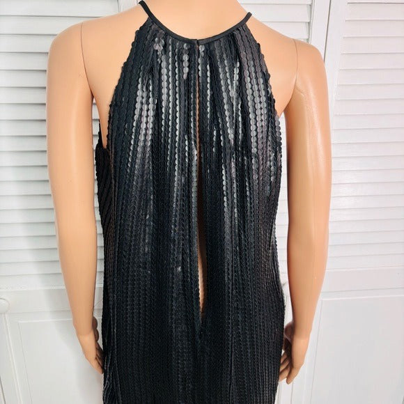 JAY GODFREY Black Faux Leather Scale Pattern Dress Size 4